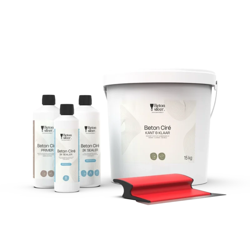 Beton cire kant en klaar pakket inclusief primer en 2K sealer coating met spackmes van Betonsfeer